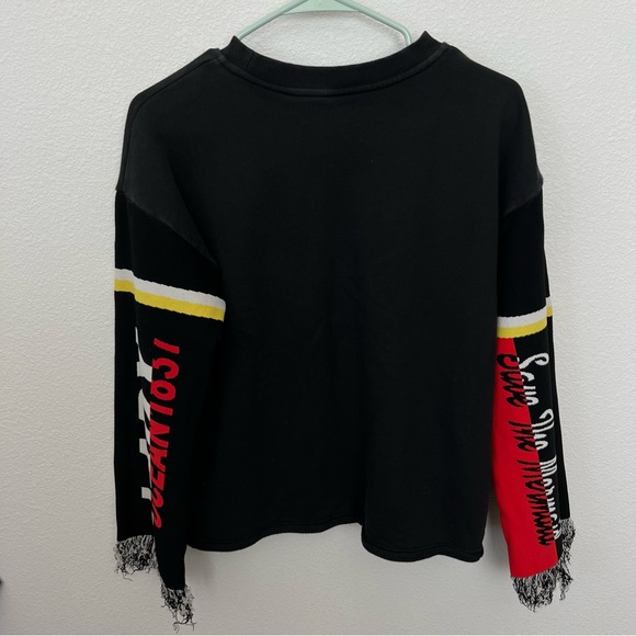 MO&Co. Women's Pullover Save the Mermaid Sleeve Black Size Medium - Picture 12 of 13